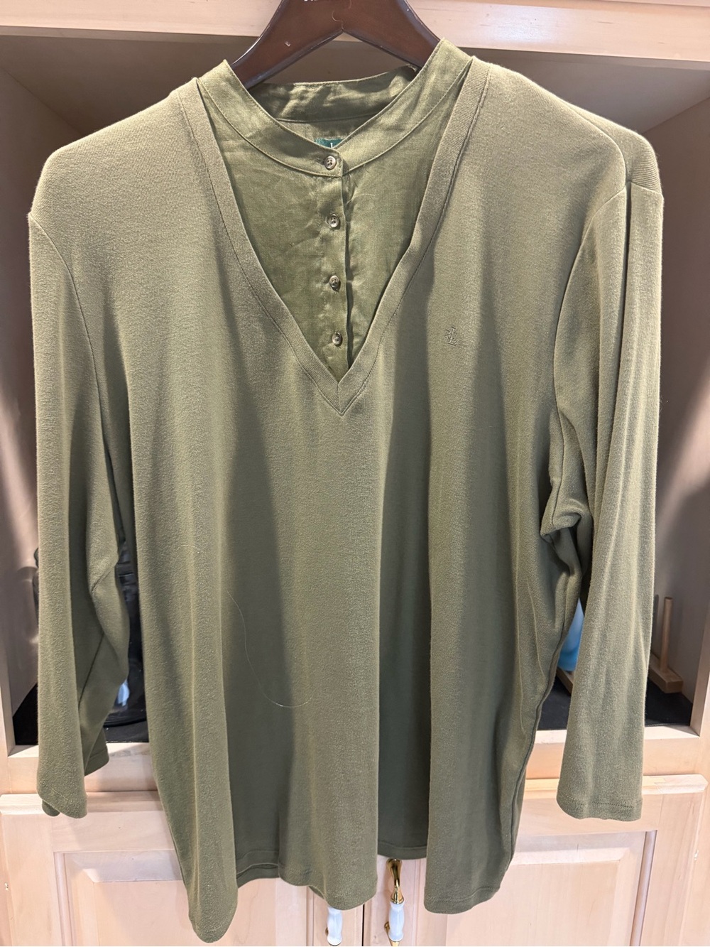 Lauren Ralph Lauren Olive Green Long Sleeve Top 2X